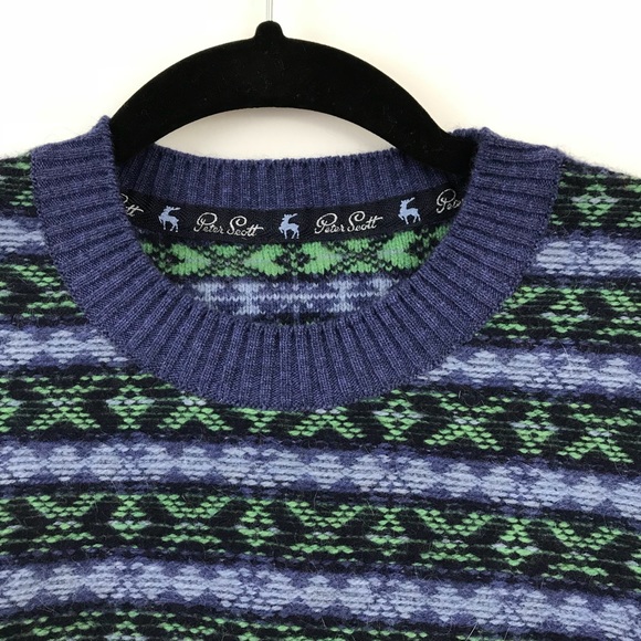 Peter Scott Wool Crewneck Sweater Geo Print Sz 42 - Picture 3 of 5